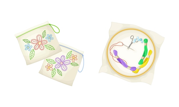 Ręcznie haftowane próbki wzorów